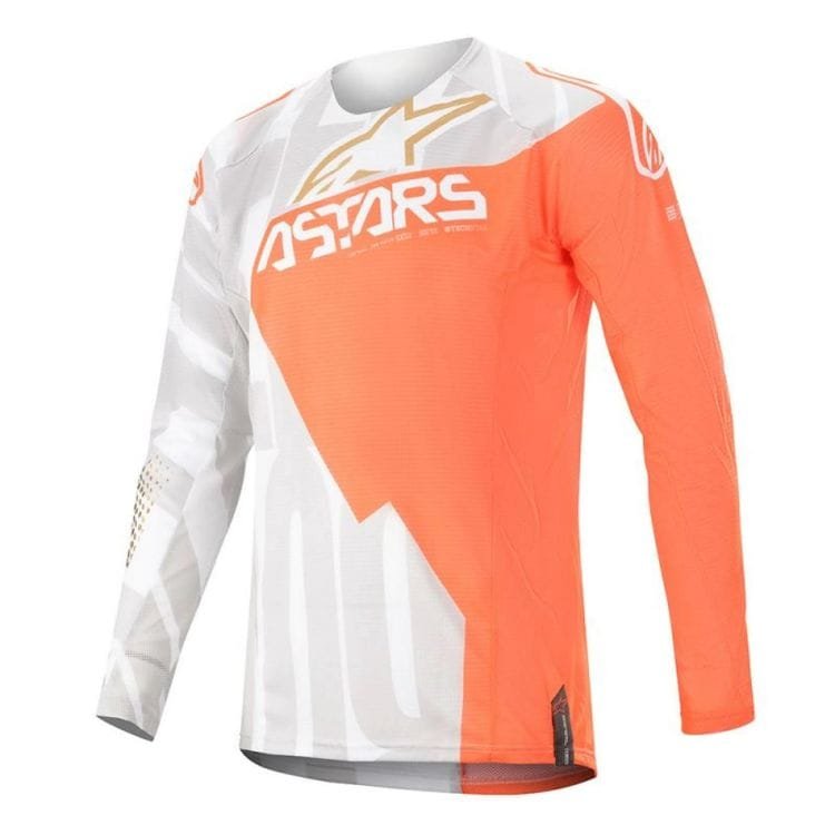 ALPINESTARS TECHSTAR FACTORY METAL JERSEY BLANCO / NARANJA